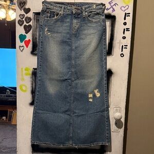 Classic Blue Denim Maxi Skirt